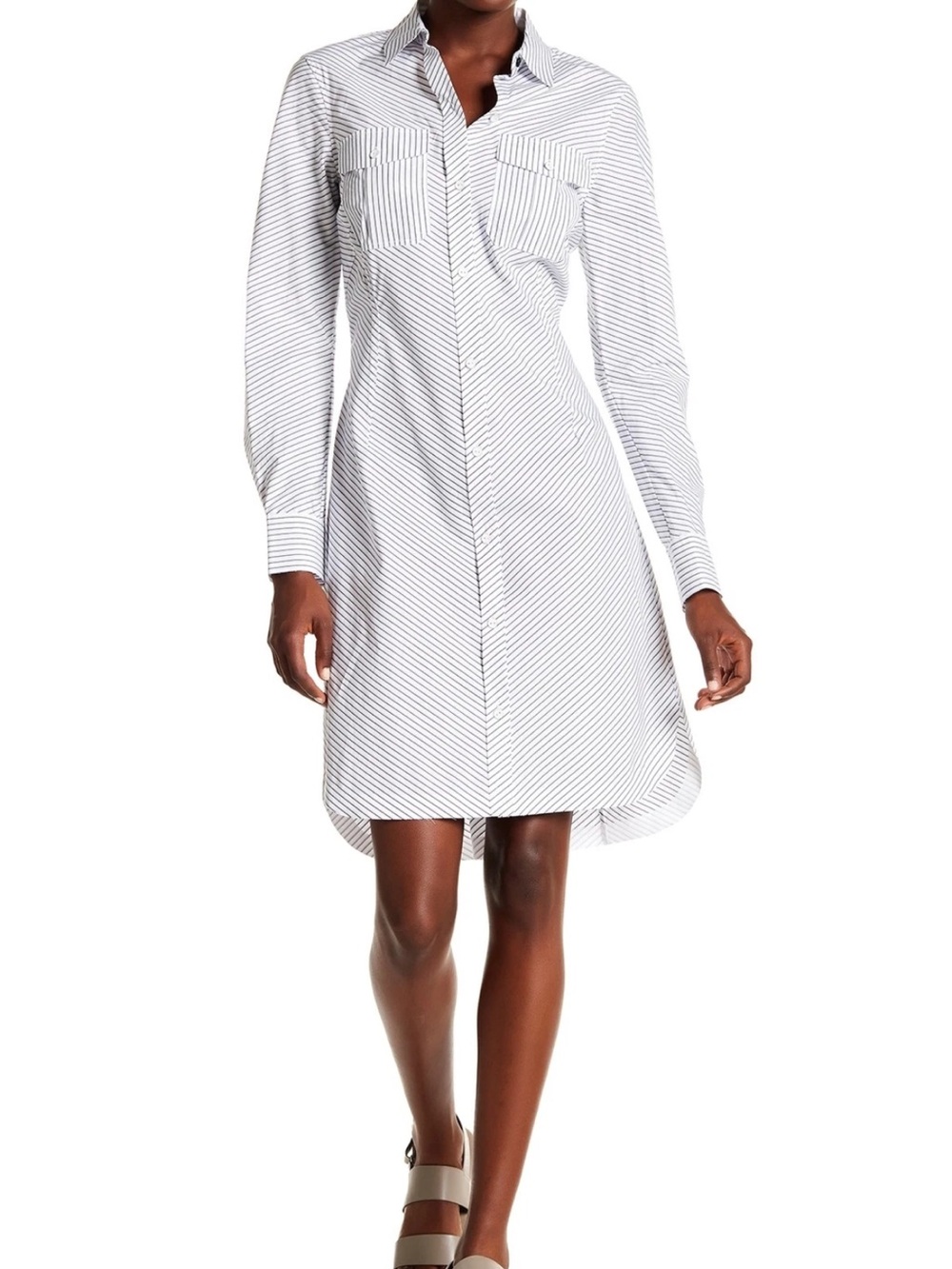 rag & bone White and Black Striped Shirt Dress